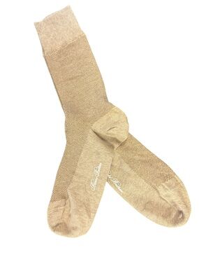 Men's brooks brothers Beige Herringbone Dress Socks - Premium Comfort